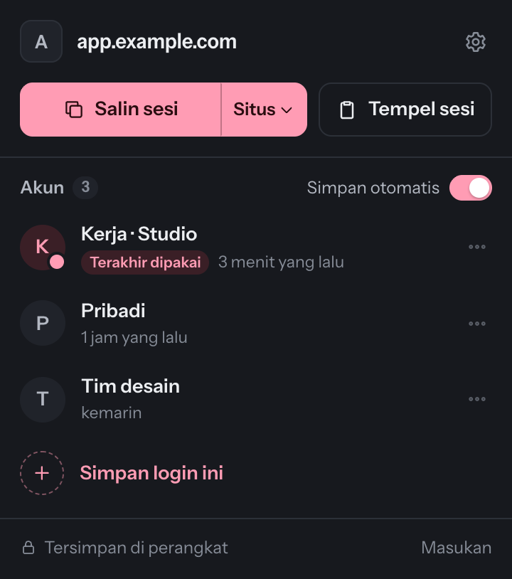 Akun tersimpan dalam mode gelap